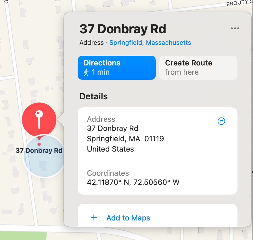 Map pin showing the GPS location reported by the alarm system